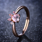 ROXI Bear Paw Cat Claw Jewelry Sets for Women Rose Gold Rings Stud Earrings Necklace Bracelet Wedding Pink Crystal CZ Love Gifts
