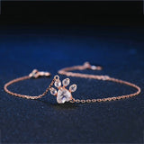 ROXI Bear Paw Cat Claw Jewelry Sets for Women Rose Gold Rings Stud Earrings Necklace Bracelet Wedding Pink Crystal CZ Love Gifts